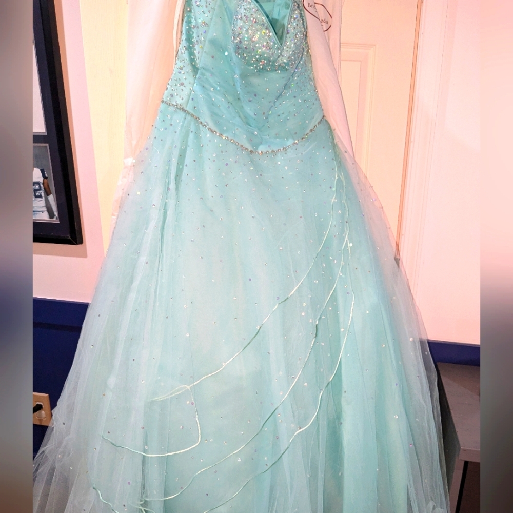 Blue ball gown prom dress